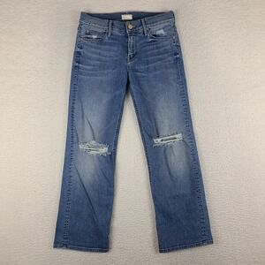Mother Jeans Womens‎ 24 Blue Pretender Crop Roll Wild Thing Medium Wash Denim